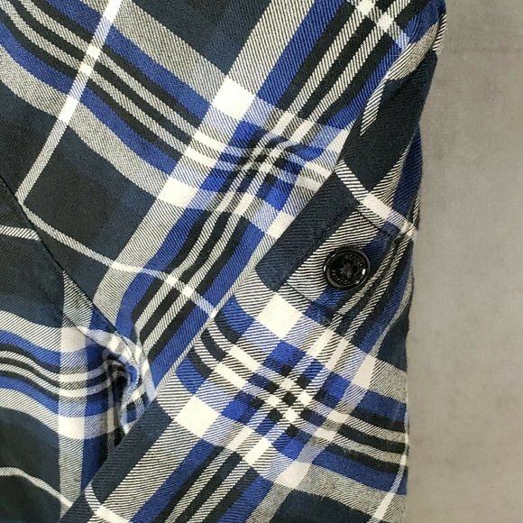 Express Fitted Plaid Pearl Snap Long Sleeve Shirt - Picture 6 of 8